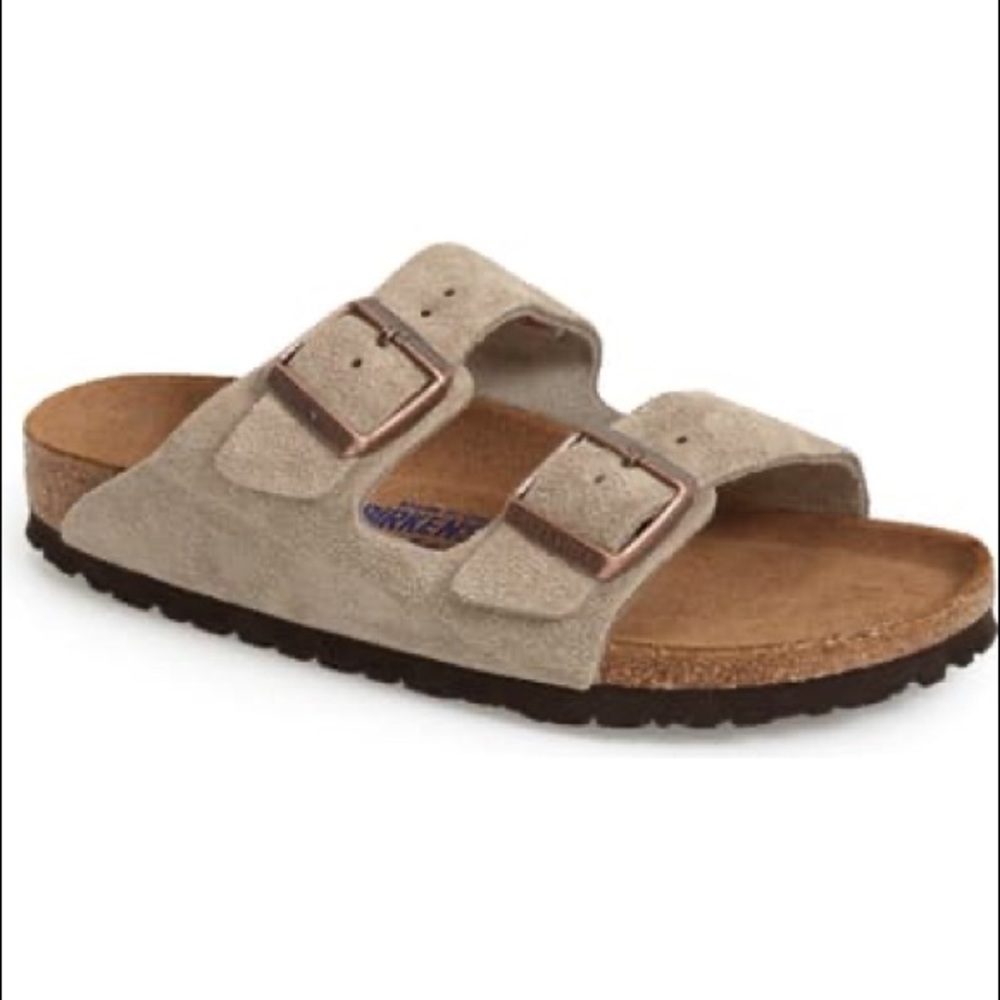 NWT Birkenstock Arizona Suede Soft Footbed Taupe